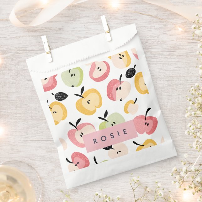Personalised Colourful Cute Apple Pattern  Favour Bags (Clipped)
