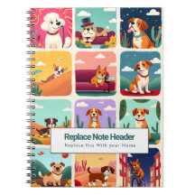 Personalised Colourful Cute Dogs Notebook
