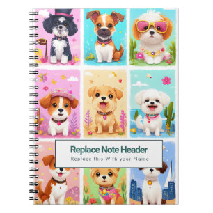 Personalised Colourful Cute Dogs Notebook