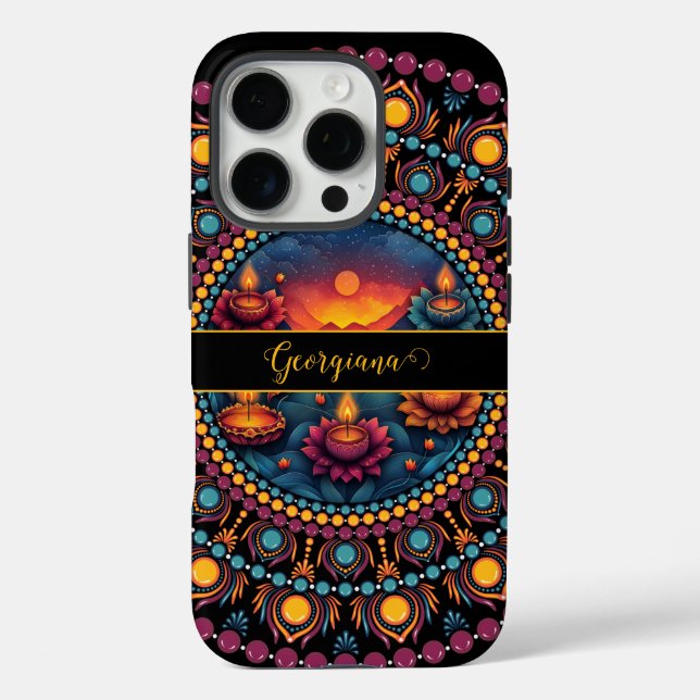 Personalised Colourful Diwali Festival Mandala Case-Mate iPhone Case (Back)
