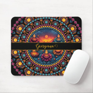 Personalised Colourful Diwali Festival Mandala Mouse Pad