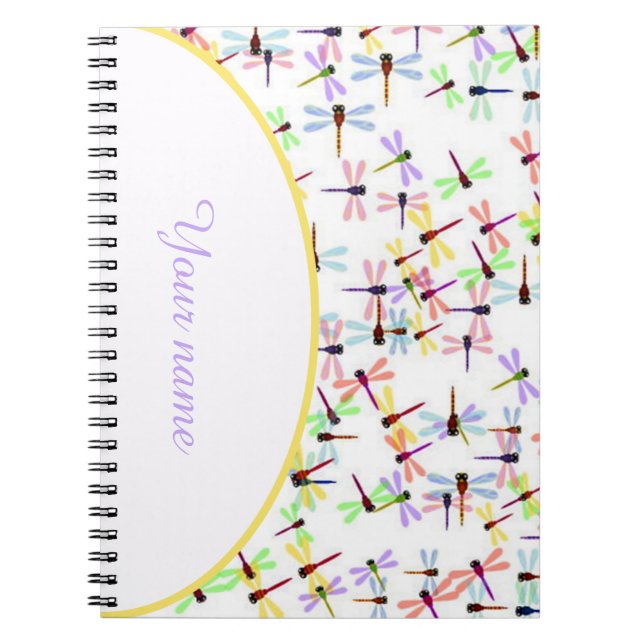 Personalised colourful dragonflies notebook (Front)