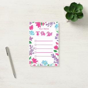 Personalised Colourful Floral Garden border Post-it Notes