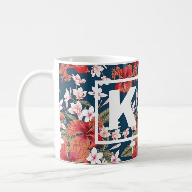Personalised Colourful Floral Monogram Mug (Left)