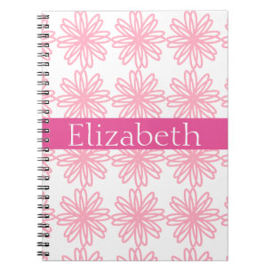 Personalised Colourful Floral Pattern Pink White Spiral Notebook