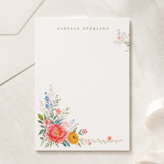 Personalised Colourful Floral Stationery Card (Creator Uploaded)