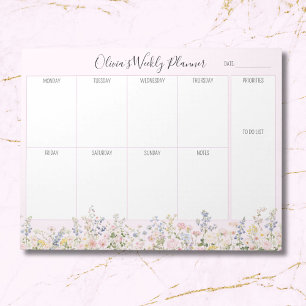 Personalised Colourful Flower Floral Weekly Planne Notepad
