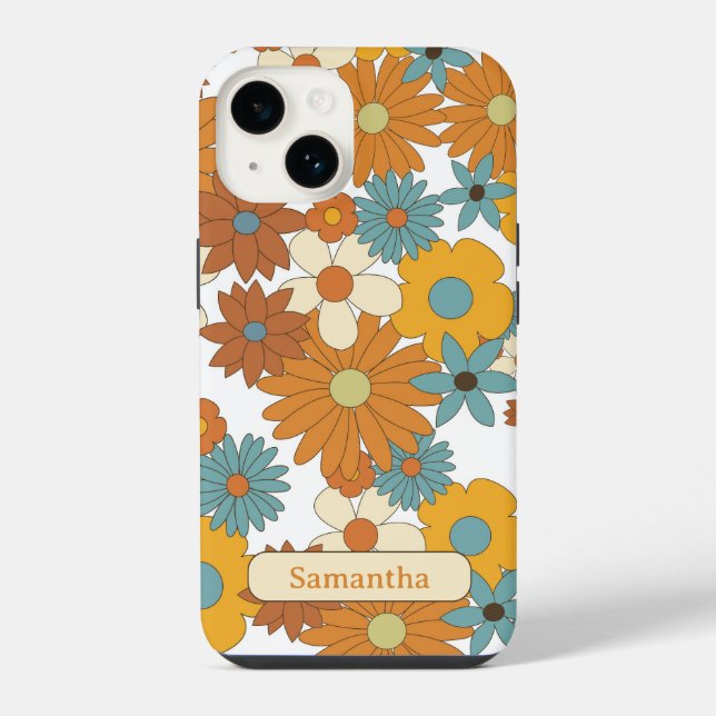 Personalised Colourful Flower Pattern  iPhone Case (Back)