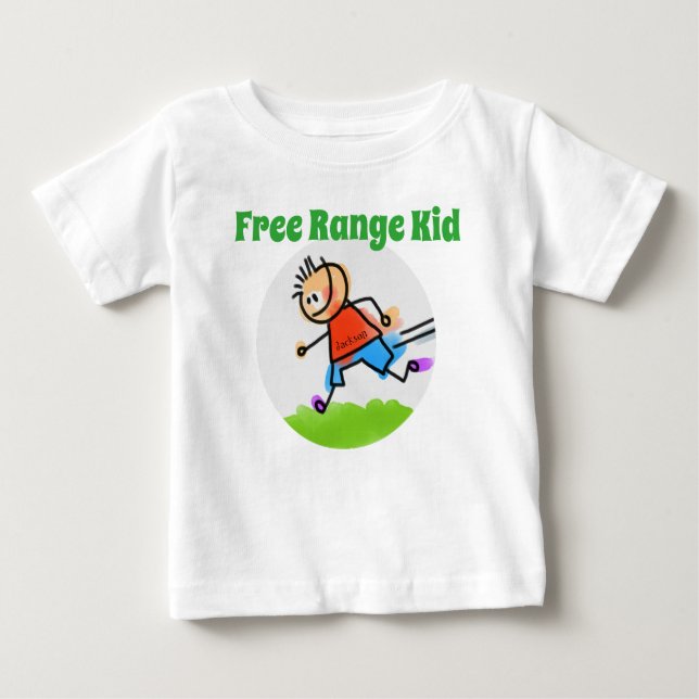 Personalised Colourful "Free Range Kid" Baby T-Shirt (Front)