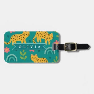 Personalised Colourful Fun Leopard Jungle Name Gif Luggage Tag