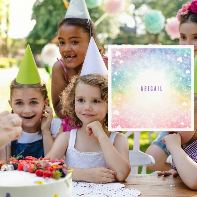 Personalised Colourful Girl Birthday Party Napkin (Creator Uploaded)