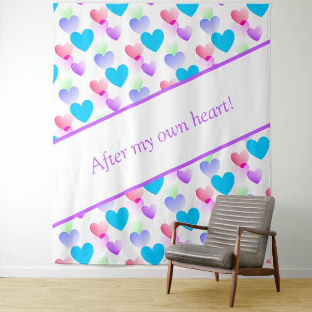 Personalised Colourful Gliding Hearts Elegant Fun Tapestry (In Situ)