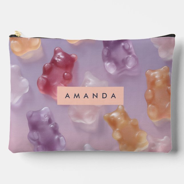 Personalised Colourful Gummy Bear Pattern Accessory Pouch (Front)