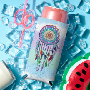 Personalised Colourful Hand Drawn Dreamcatcher Seltzer Can Cooler
