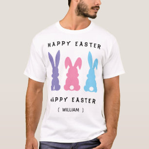 Personalised Colourful Happy Easter Bunnies T-Shirt