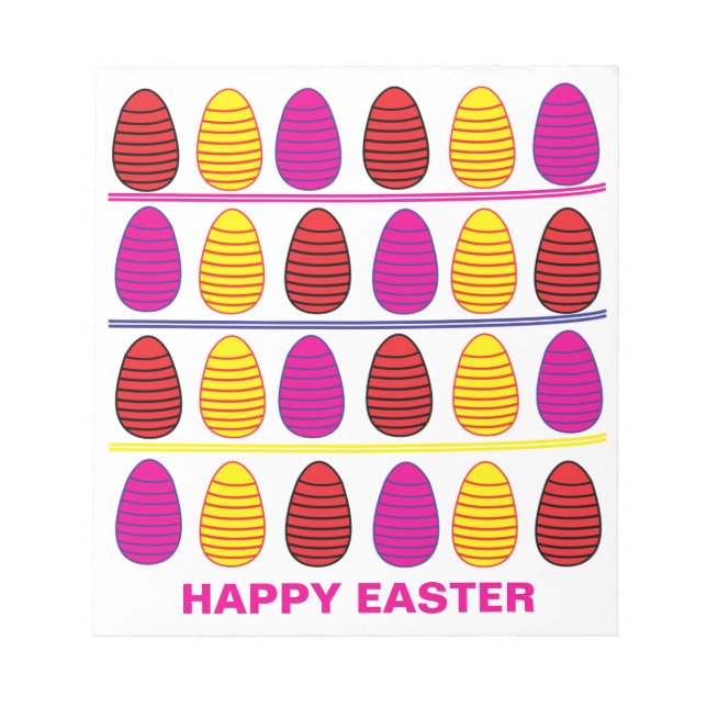 Personalised Colourful Happy Easter Eggs Pattern   Notepad (Front)