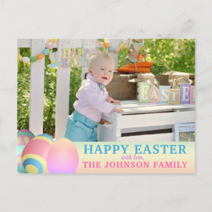 Personalised Colourful HAPPY EASTER PHOTO Holiday Postcard