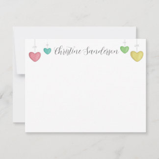 Personalised Colourful Hearts Note Card