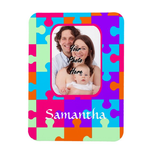 Personalised colourful jigsaw magnet (Vertical)