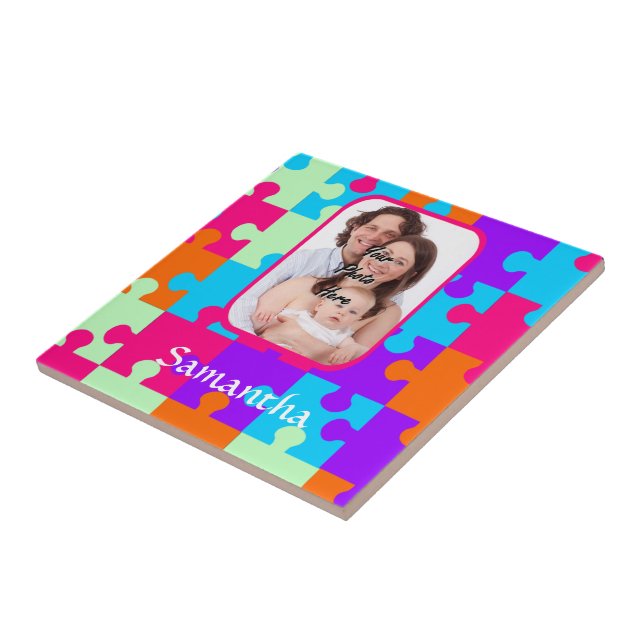 Personalised colourful jigsaw tile (Side)