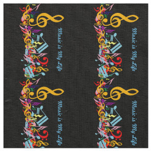 Personalised Colourful Jumbled Music Notes on Fabric