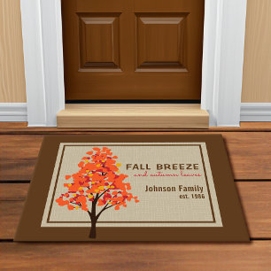 Personalised Colourful Leaves Fall Doormat