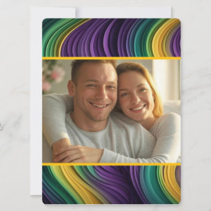 personalised Colourful Mardi Gras wave patterned Holiday Card