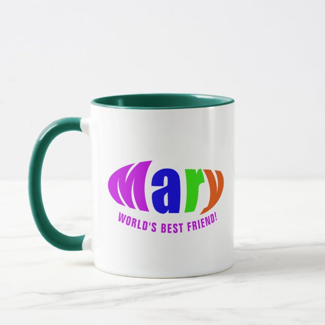 Personalised Colourful "Mary" Name, Magenta Mug (Left)