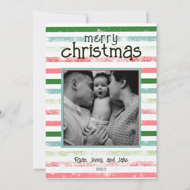 Personalised Colourful Merry Christmas Card (Front)