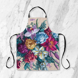 Personalised Colourful modern floral monogram Apron