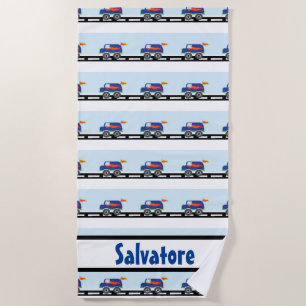 Personalised Colourful Monster Truck Beach Towel