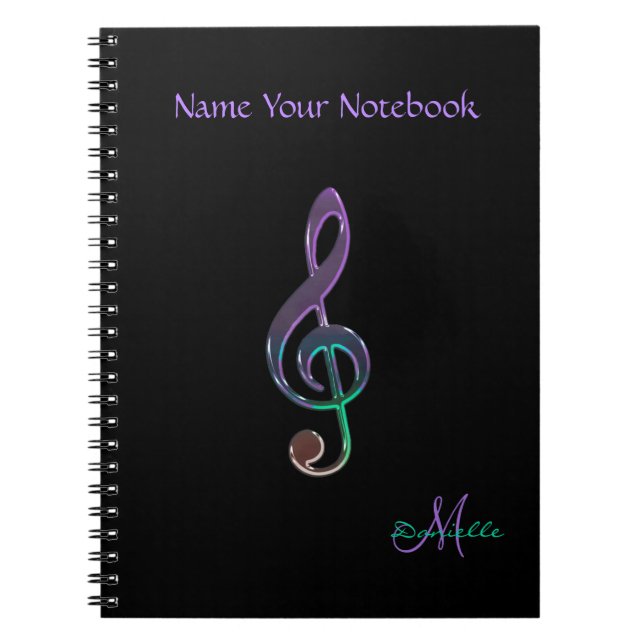 Personalised Colourful Music Clef Notebook (Front)