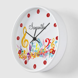 Personalised Colourful Musical Notes Wall Clock