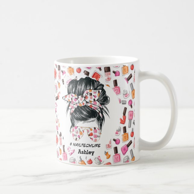 Personalised Colourful Nail Tech Life   Coffee Mug (Right)