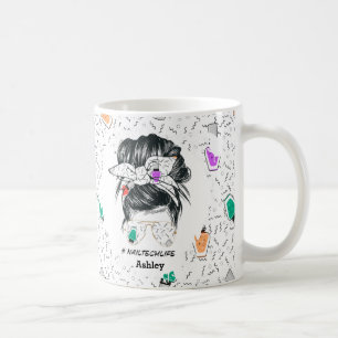 Personalised Colourful Nail Tech Life Fun  Coffee Mug