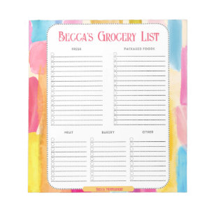 Personalised Colourful Paint Grocery List Notepad