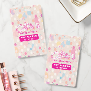 Personalised Colourful Paint Splatter VIP Birthday ID Badge