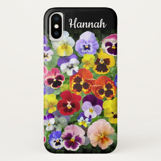 Personalised Colourful  Pansies Custom Text Case-Mate iPhone Case (Back)