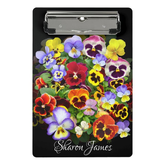 Personalised Colourful Pansy Arrangement  Mini Cli Clipboard (Front)
