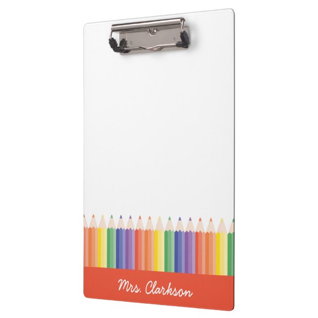 Personalised Colourful Pencils Teacher Clipboard (Left)