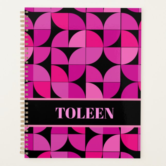 Personalised Colourful Pink, Rose Pattern       Planner (Front)