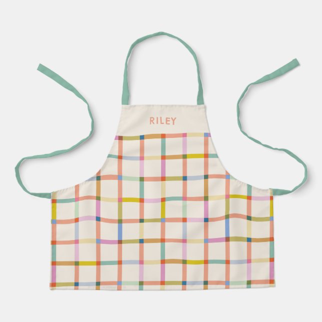 Personalised Colourful Plaid Apron (Front)