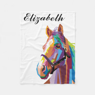 Personalised Colourful Pop Art Horse Fleece Blanket