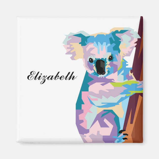 Personalised Colourful Pop Art Koala Magnet (Front)