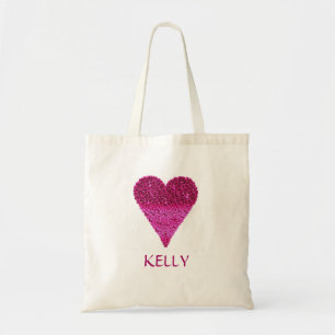 Personalised Colourful Purple Heart Tote Bag