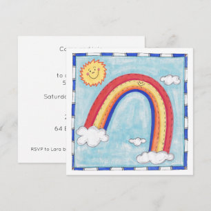 Personalised Colourful Rainbow Birthday Invitation