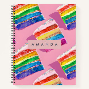 Personalised Colourful Rainbow Cake Slice Notebook