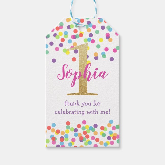 Personalised Colourful Rainbow Confetti Gift Tag (Front)
