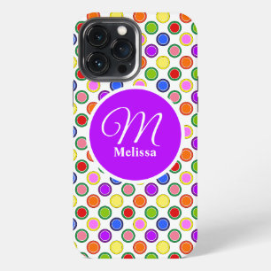 Personalised Colourful Rainbow Polka Dots Happy iPhone 13 Pro Max Case