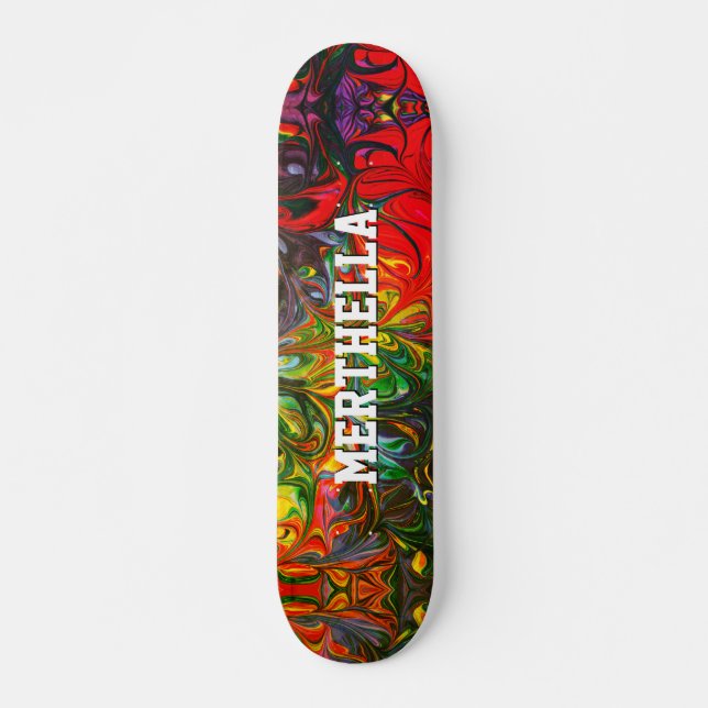 Personalised Colourful Red Abstract Skateboard (Front)